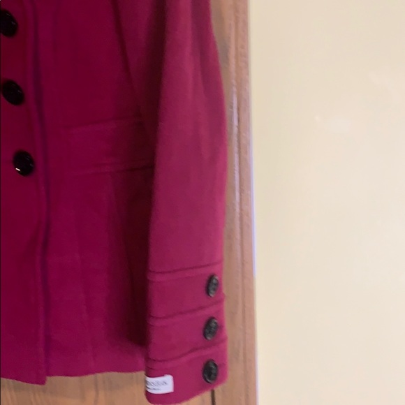 Berry color Pea coat with black buttons - Picture 2 of 7